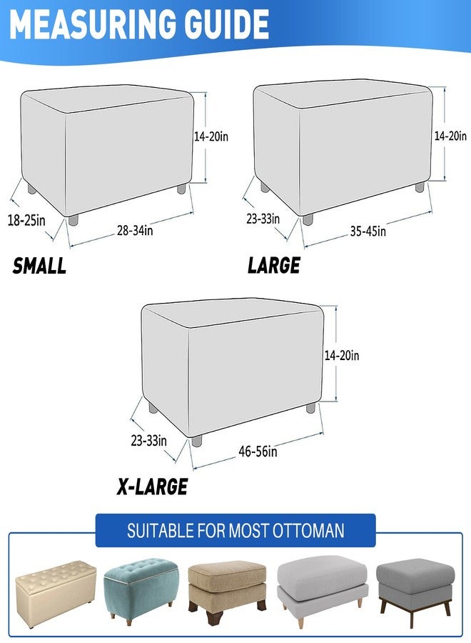 MAXIJIN غطاء مسند قدم مستطيل الشكل من قماش الجاكار من ماكسيجين، غطاء قابل للطي للتخزين، غطاء واقي للأثاث، غطاء ناعم وسميك مع قاعدة مطاطية (مسند قدم صغير، رمادي فاتح) - Image 5